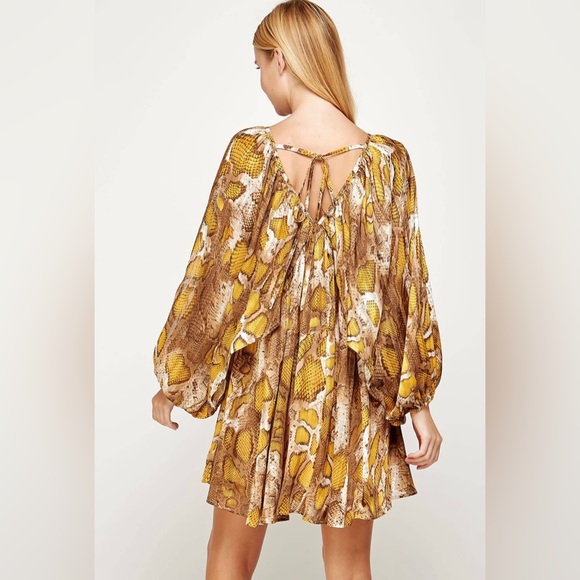 Shirred Animal Print Lurex Mini Dress - Picture 2 of 7